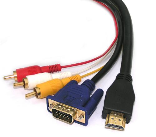 HDMI Plug to VGA Plug + 3xRCA Plug Cable 1.8m